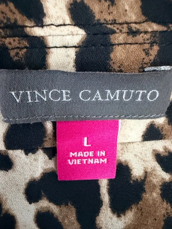 Vince Camuto Leopard Print Top in Beige, Black & Brown - Picture 3 of 4